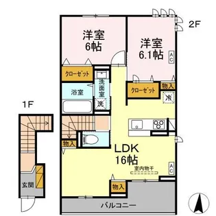 La mer Kou(ラ・メール コウ)【2階】の間取り