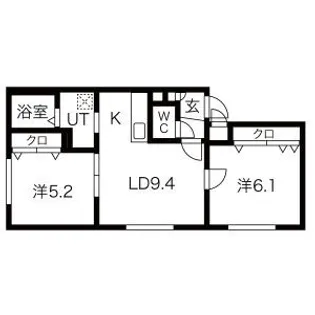 ソレイユ平岸【1階】の間取り