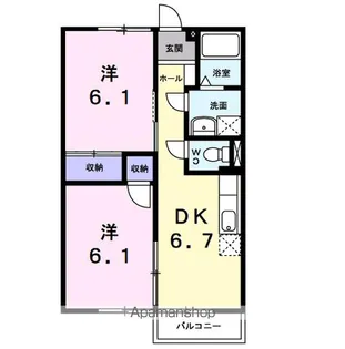 シルキーハイツII【1階】の間取り