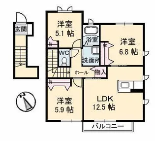 プリマヴィラ A棟【2階】の間取り
