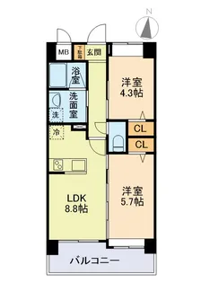 エムズマンション熊本北【10階】の間取り