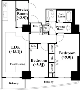 河田町ガーデン【9階】の間取り