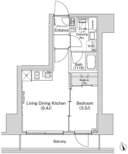 Belle Vue新橋【12階】の間取り
