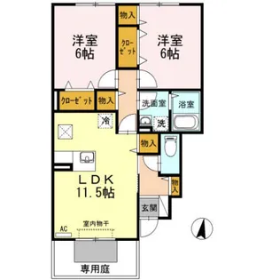 徳島県阿南市那賀川町上福井堂免【アパート】の間取り