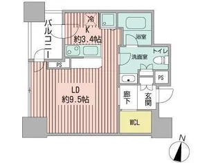 プライムメゾン鴨々川【9階】の間取り