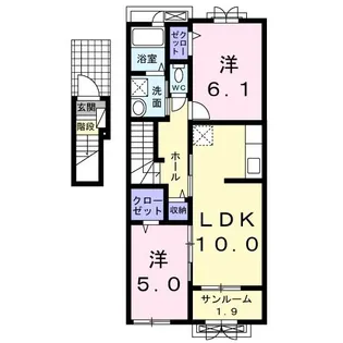 サニーフラットC【2階】の間取り