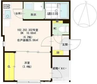 ハーモニーテラス東中島II【3階】の間取り