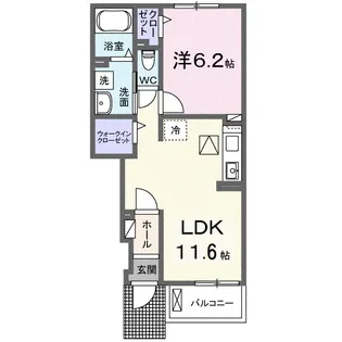 ホワイトルーム恩地【1階】の間取り