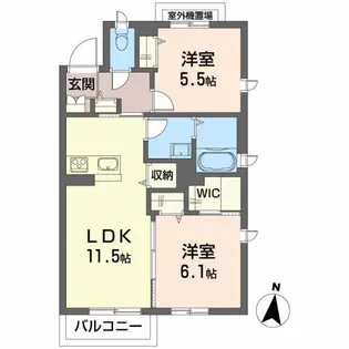 ベレオガーデンズ久留米II【3階】の間取り
