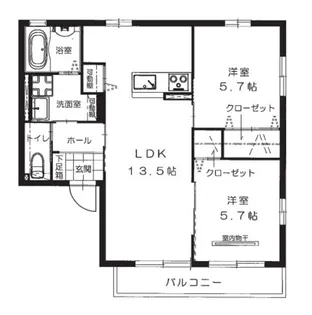 グレンディール祇園【1階】の間取り