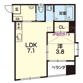 ライズ古城堀端【3階】の間取り