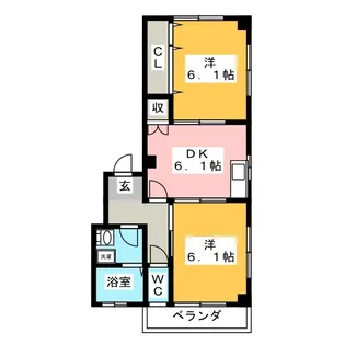 サンライズ六輪B棟【2階】の間取り