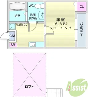 ロフトハウス長町【1階】の間取り