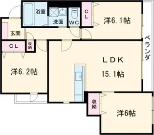 大阪府枚方市香里ケ丘12【アパート】の間取り