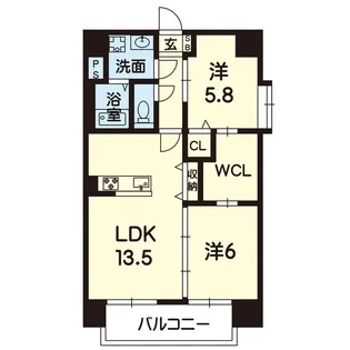 2LDKの間取り画像
