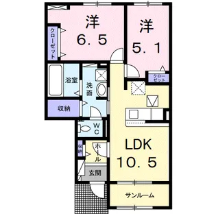 グラン・グラース I【1階】の間取り