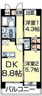 サウスガーデン清水東【9階】の間取り