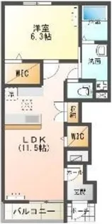 カーサエドウィン【1階】の間取り