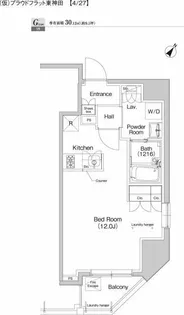 プラウドフラット東神田【11階】の間取り