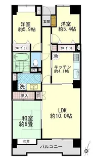 神奈川県茅ヶ崎市小和田3【マンション】の間取り