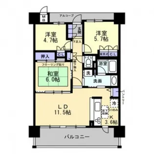 アルファステイツ中庄駅前【4階】の間取り