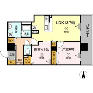 TWIN TOWERS AZUKI【10階】の間取り