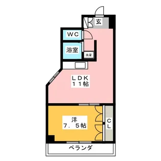 ハリミングアパートメント【5階】の間取り