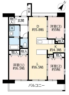 URパークタウン西武庫【5階】の間取り