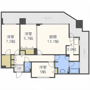 プレステージ北20条創韻【5階】の間取り
