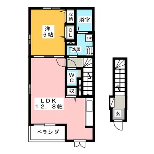 フォーチュネイト ビレッジE【2階】の間取り