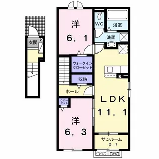 ランス A【2階】の間取り