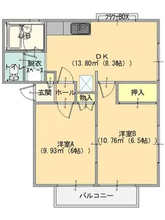 コーポクボタ A棟【2階】の間取り