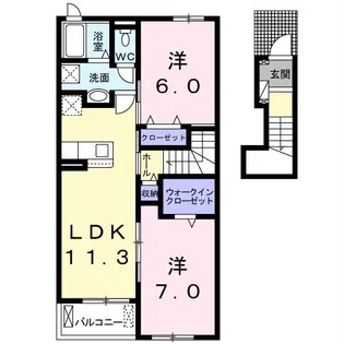 リヴァーサ B【2階】の間取り