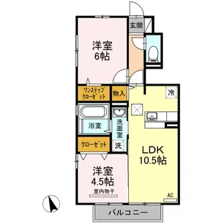 ウィズワン泉【1階】の間取り