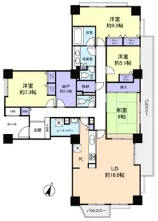 スカイプラザ・ユーカリが丘 サウスタワー【20階】の間取り