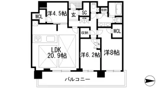 ジオタワー宝塚 グランレジス THE NORTH【32階】の間取り
