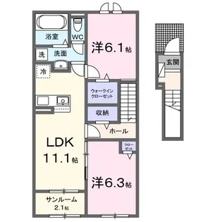 プレミール鶴賀【2階】の間取り