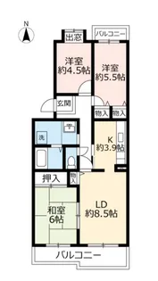 UR高槻赤大路【5階】の間取り