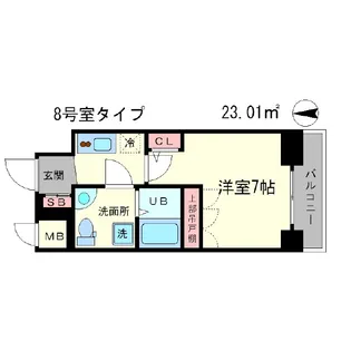 アドバンス心斎橋ラシュレ【9階】の間取り