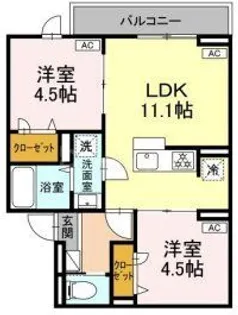 セレスティア栗原【1階】の間取り