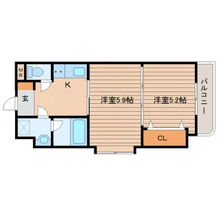 しゃとれ東勝山【1階】の間取り