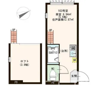 ハーモニーテラス中野II【1階】の間取り