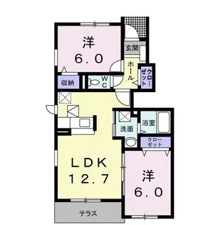 ハピネスコート B【1階】の間取り