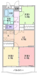 サニーサイドアップ壱番館【3階】の間取り