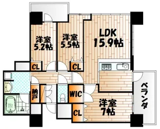 小倉D.C.TOWER【19階】の間取り