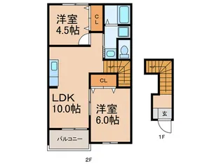 リバ-サイド美夜古B棟【2階】の間取り
