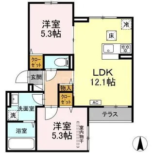 (仮称)D-ROOM上篠崎【2階】の間取り