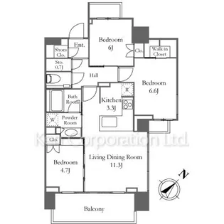 シティハウス広尾南【8階】の間取り