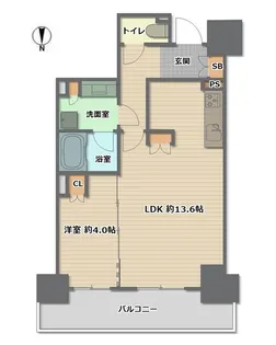 ローレルタワー堺筋本町【19階】の間取り
