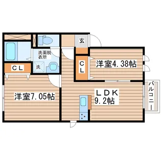 プリンシパル栗生【2階】の間取り